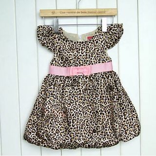 Girls Summer Short Sleeve Leopard One Piece Dresses 100% Cotton for 80~120cm