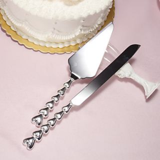 Linked Heart Stainless Steel Cake Knife Server Set