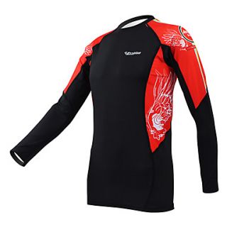 KOOPLUS Red Wings Mens Black Fitness Elastic Skinny Quick dry Long Sleeve Cycling Shirt