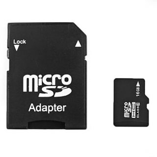 16GB Micro SD/TF SDHC Memory Card and Micro SD SDHC to SD Adapter (Class 6)