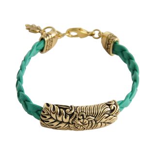 Art Smith by BARSE Floral Aqua Leather Bracelet, Womens