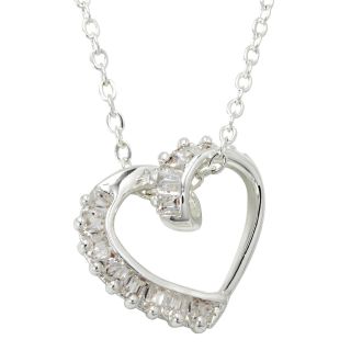 Bridge Jewelry Cubic Zirconia Baguette Heart Pendant