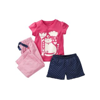 Carters 3 pc. Kitty Pajamas   Girls 12m 24m, Pink, Pink, Girls