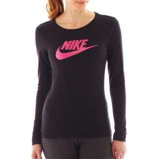 Nike Long Sleeve Icon Tee, Black, Womens