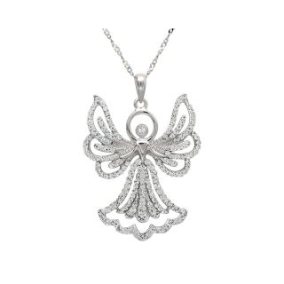 Sterling Silver Crystal Angel Pendant, Womens