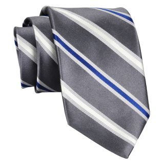 Stafford Ryder Stripe Silk Tie, Charcoal, Mens