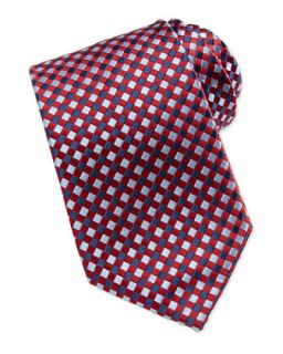 Basket Weave Silk Tie, Red/Navy