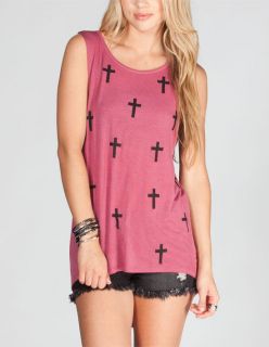 Crosses Womens Open Back Tank Burgundy In Sizes Large, X Small, X Lar
