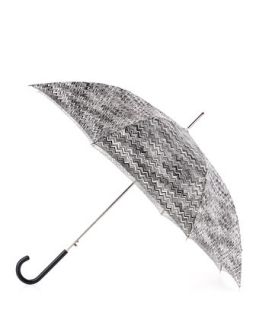 Amanda Chevron Crook Handle Umbrella, Black/White