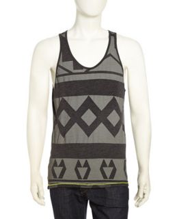 Graphic Print Jersey Tank Top, Charcoal