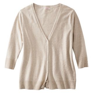 Merona Womens Plus Size 3/4 Sleeve V Neck Cardigan Sweater   Oatmeal 4