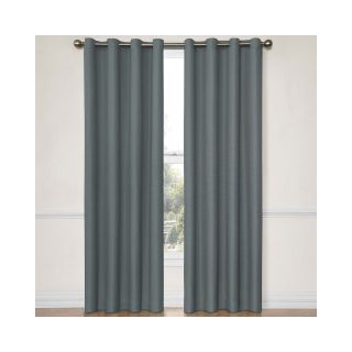 Eclipse York Grommet Top Blackout Curtain Panel with Thermaback, Blue