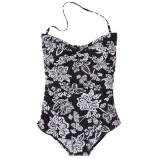 Clean Water Womens 1 Piece Floral Swimsuit  Black M