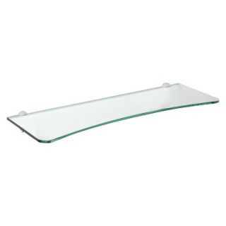 Wall Shelf Concave Clear Glass Shelf With Stainless Steel Splash Supports   23.