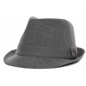 LIDS Private Label PL Grey Plaid Fedora w/ Houndstooth Band