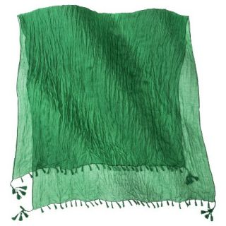 Merona Solid Crinkle Scarf with Fringe   Green