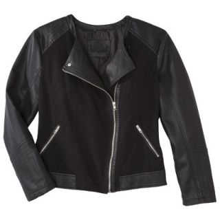 Pure Energy Womens Plus Size Faux Leather Motorcycle Jacket   Black X