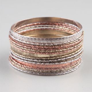 19 Piece Etched Bangles Metal One Size For Women 240671191