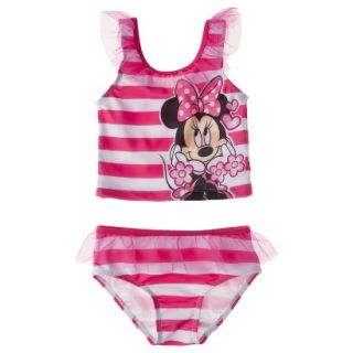 Disney Minnie Mouse Infant Toddler Girls 2 Piece Tankini Swimsuit Set   Pink 3T