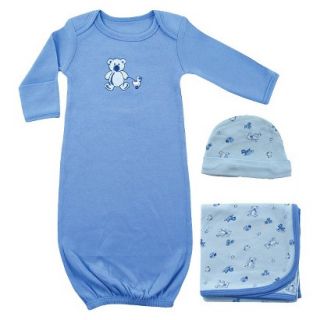 Luvable Friends Newborn Boys Gown, Blanket and Cap Set   Blue Preemie