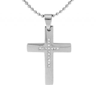 Moise Stainless Steel CZ Cross Necklace 402226   Silvertone Pendants