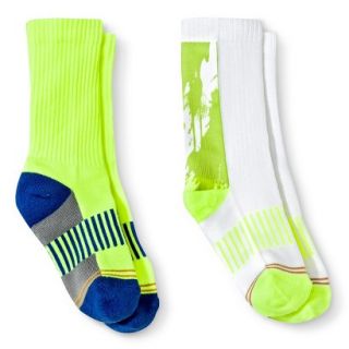 Signature GOLD by GOLDTOE Boys 2 Pack Athletic Crew Socks   Drip Green M
