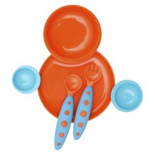 Boon Groovy Interlocking Plate, Bowl & Utensil Set   Orange and Blue
