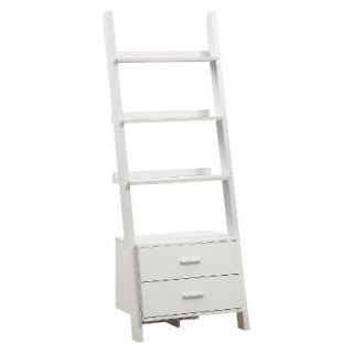 Book case Monarch Specialties Ladder Bookcase with Drawers   White