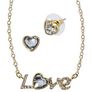Lonna & Lilly Love Necklace and Earring Set with Stone   Gold/Clear
