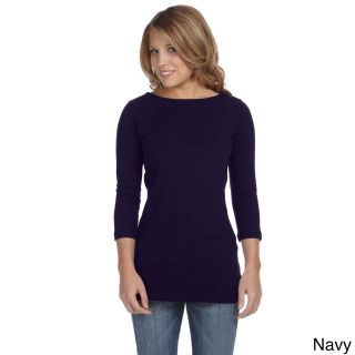 Bella Bella Womens Gwen Half Sleeve Boatneck T shirt Navy Size M (8  10)