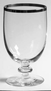 Kosta Boda Kos19 Water Goblet   Wide Platinum Trim, Wafer Stem