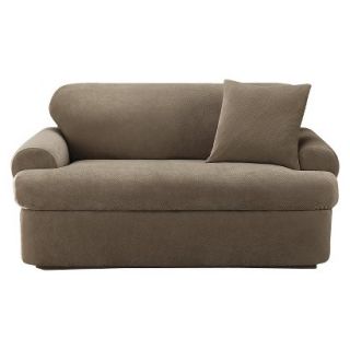 Sure Fit Stretch Pique 3 Pc T Loveseat Slipcover   Taupe