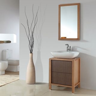 Legion Furniture Ceramic 24 inch Basin Sink Bathroom Vanity With Matching Mirror Brown Size Single Vanities
