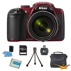 Nikon COOLPIX P600 16.1MP Digital Camera Red Kit