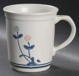 Pfaltzgraff Windsong Mug, Fine China Dinnerware   Pink & Blue Flowers, Blue Line