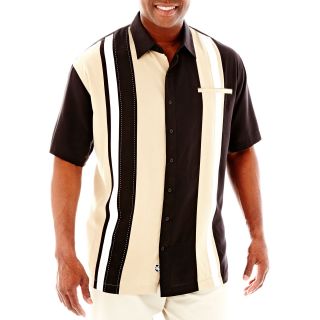 Nat Nast Short Sleeve Drop In Silk Tencel Shirt Big and Tall, Black, Mens