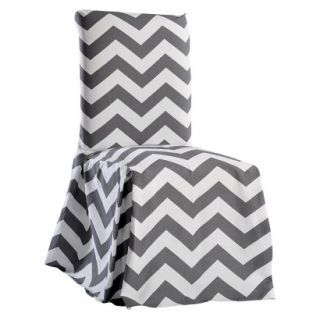 Chevron Dining Room Chair Slipcover   Gray/ White