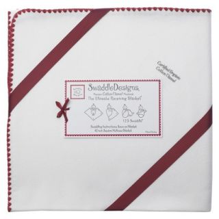 Swaddle Designs Organic Ultimate Receiving Blanket   Ivory with Strawberry Trim
