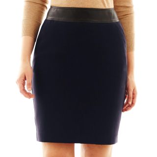 Worthington Faux Leather Trim Skirt, Black