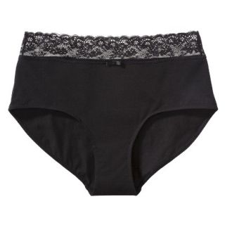 Gilligan & OMalley Womens Cotton With Lace Hipster Brief   Black S