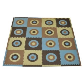 16pc Playmat Set, Circles Squared   Blue and Brown by Tadpoles