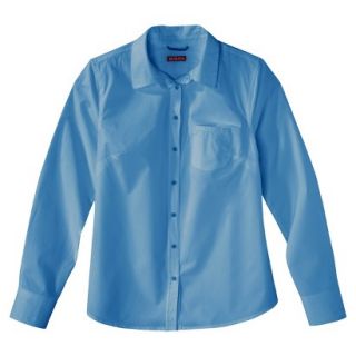 Merona Womens Plus Size Long Sleeve Button Down Shirt   Blue 2