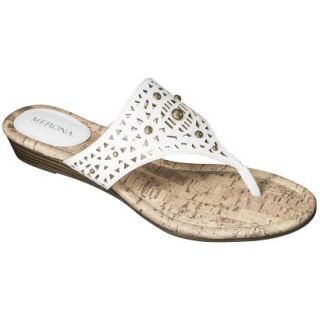 Womens Merona Elisha Perforated Studded Sandals   White 10