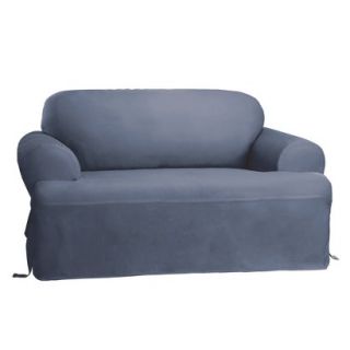 Sure Fit Cotton Duck T Cushion Sofa Slipcover   Blue Stone