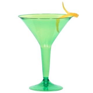 Green Plastic 8 oz. Martini Glasses