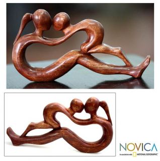 Handcrafted Suar Wood Endless Love Sculpture (indonesia)
