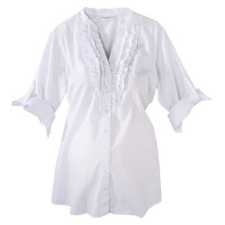 Liz Lange for Target Maternity 3/4 Sleeve Ruffled Shirt   White XXL