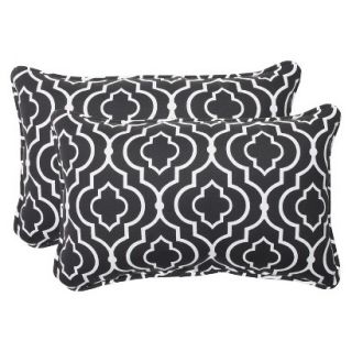 Outdoor 2 Piece Rectangular Throw Pillow Set   Black/White Starlet