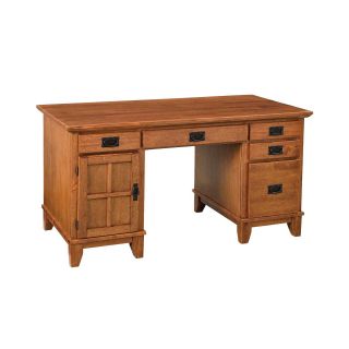 Pan American Pedestal Desk, Cottage Oak