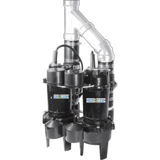 BurCam Cast Iron Duplex Sewage Pump System   3600/7100 GPH, 4/10 HP, Model